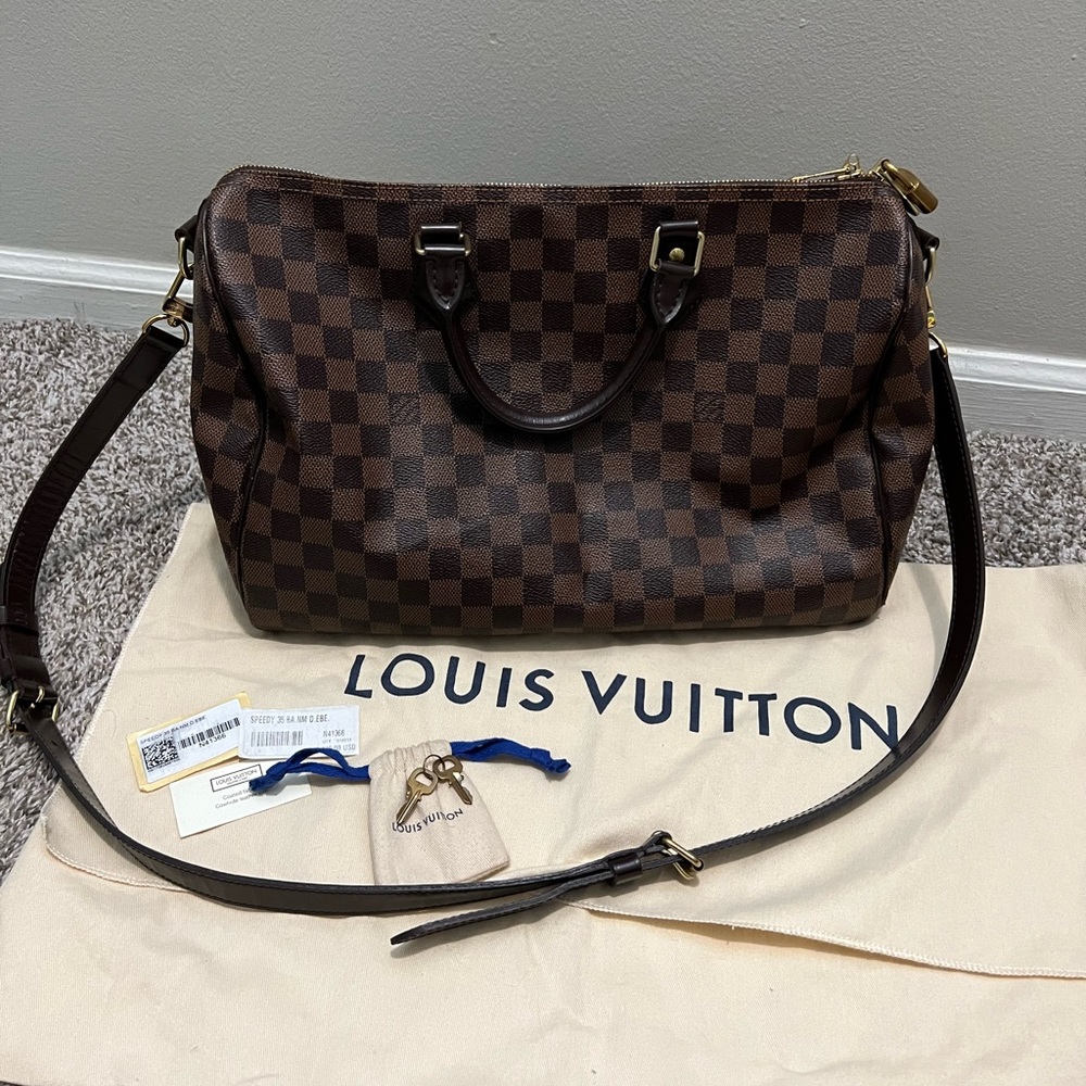 Authentic Louis Vuitton Speedy Bandouliere 35 Damier